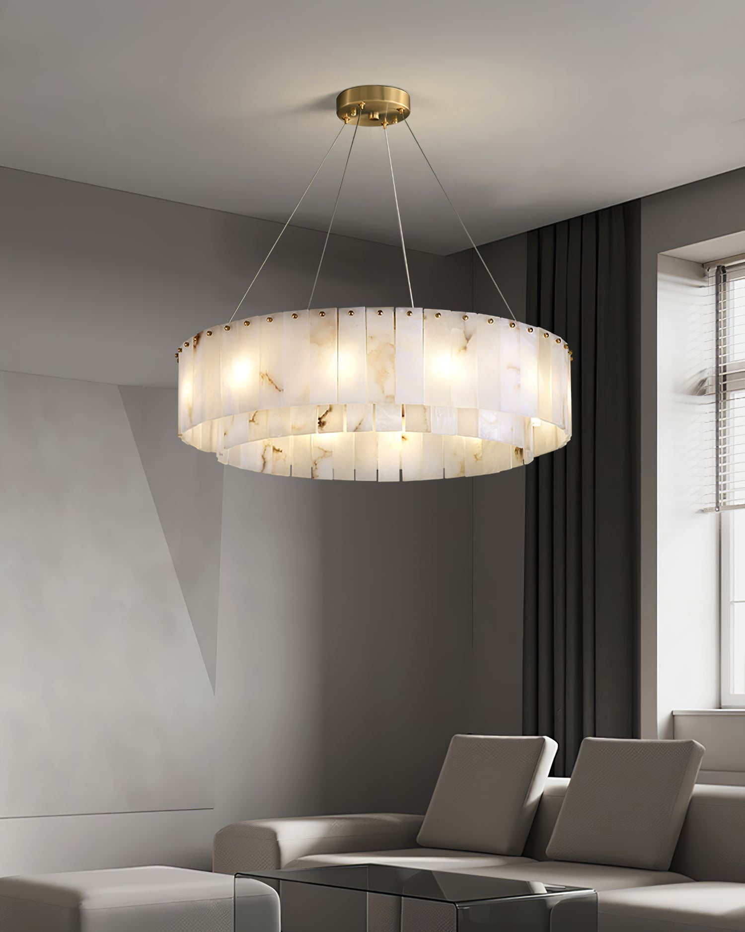 Alabaster Rock  Round Chandelier