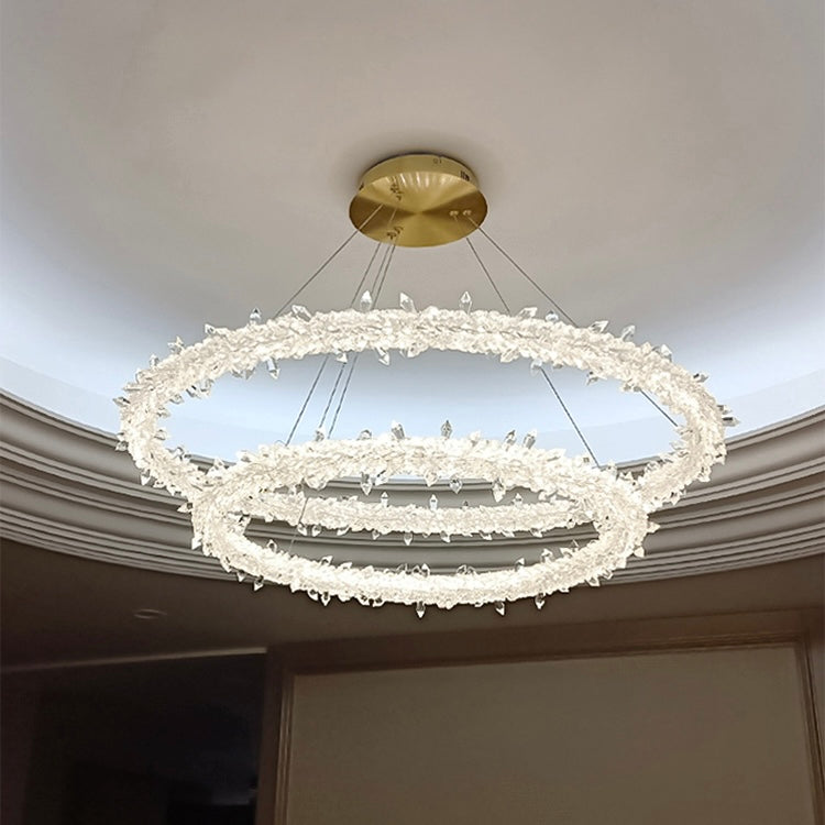 Halo 3-Ring Crystal Round Chandelier