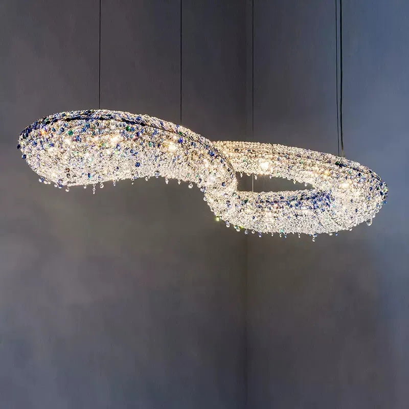 Sira Shaped Infinity Crystal Chandelier for Living/Dining Room