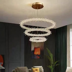 Halo 3-Ring Crystal Round Chandelier