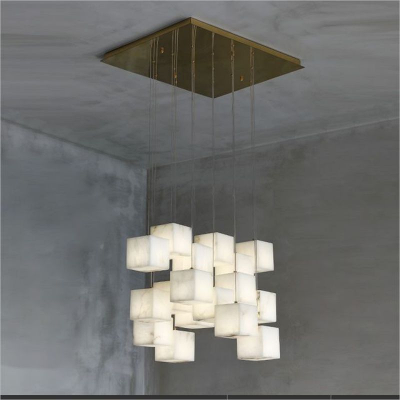 Alabaster Cubic Chandelier Light