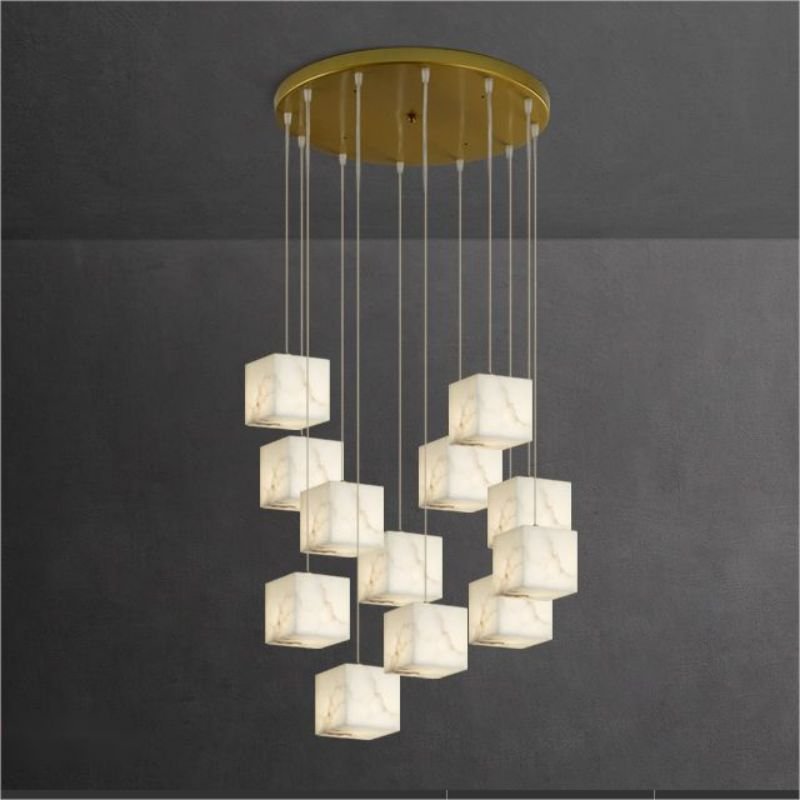 Alabaster Cubic Chandelier Light