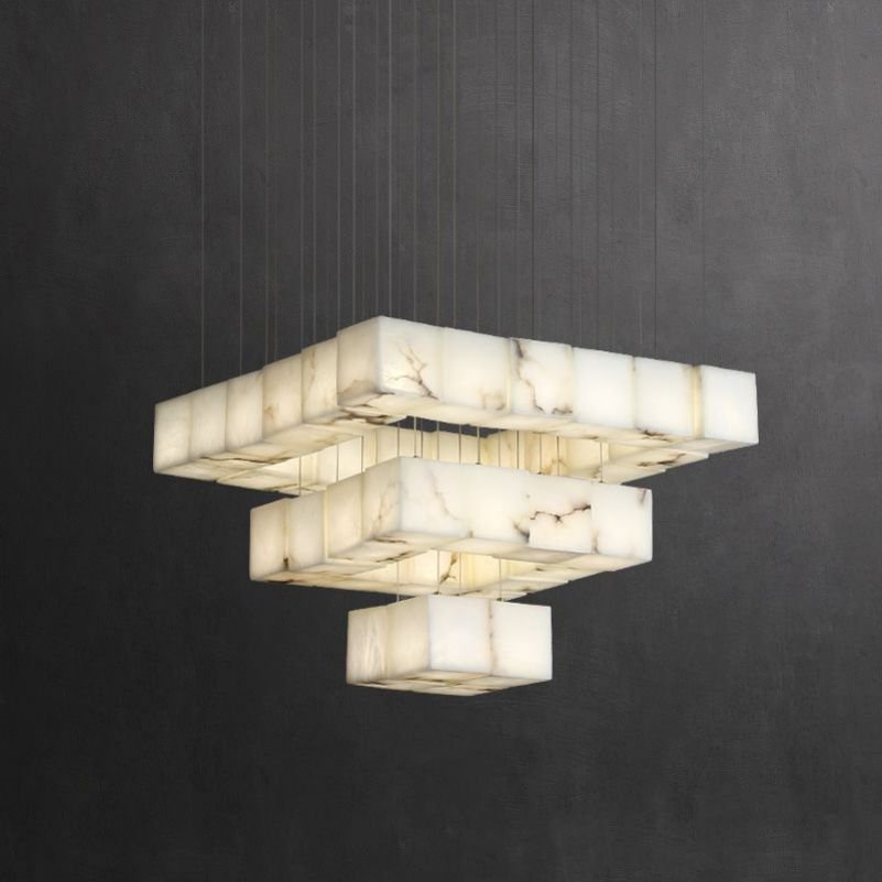 Alabaster Cubic Chandelier Light