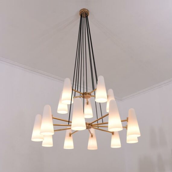 Ceramic White 2 Tier Round Chandelier 15-Lights