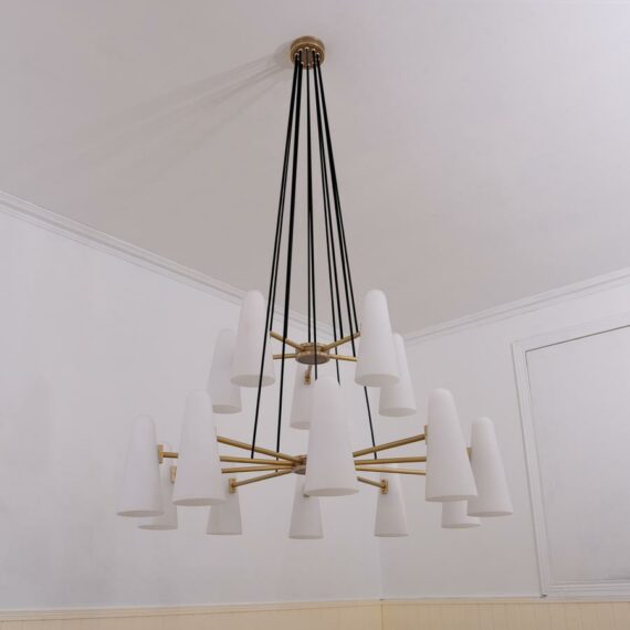 Ceramic White 2 Tier Round Chandelier 15-Lights