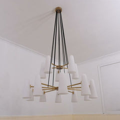 Ceramic White 2 Tier Round Chandelier 15-Lights