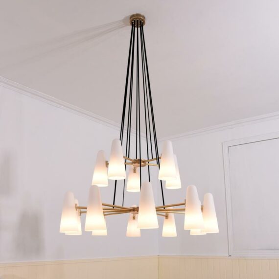 Ceramic White 2 Tier Round Chandelier 15-Lights